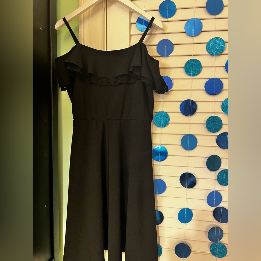Black Kids Dress with Lace ruffles and straps!